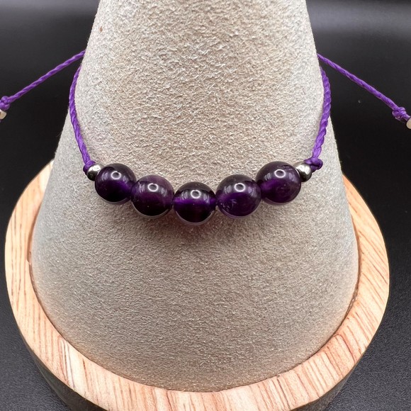 💕Host Pick💕 KC Gems Co. Natural Amethyst Slide Bracelet - February Birthstone - Picture 2 of 5